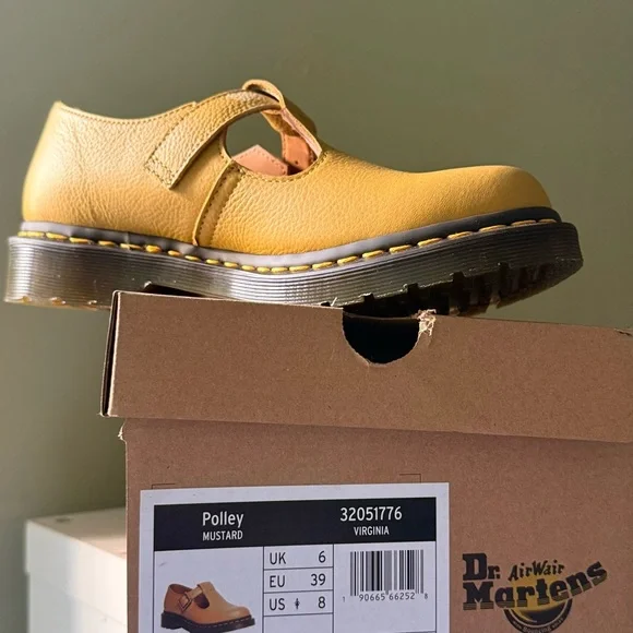 Dr. Martens Yellow Mary Jane Shoes Polley T-bar - Picture 2 of 8